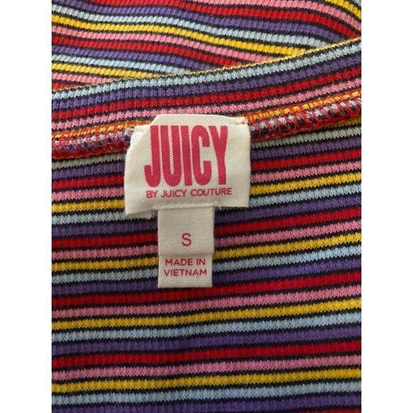 Juicy Couture womens retro Rainbow Striped Body-Con v-neck midi dress size small - Picture 9 of 10